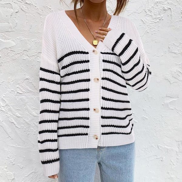 women's knits & tees hirigin 2021 women color block cardigan adults striped button down long sleeve v-neck sweater fashion, White
women's knits & tees hirigin 2021 women color block cardigan adults striped button down long sleeve v-neck sweater fashion, White
