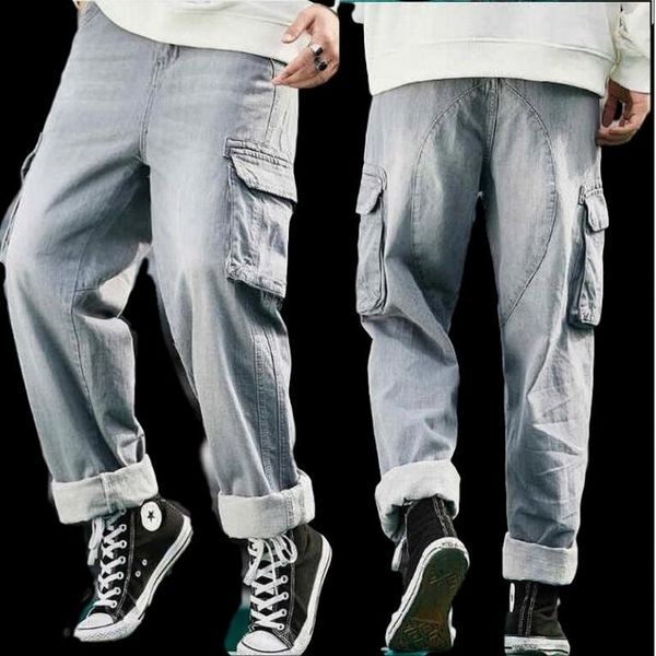 men multi-pocket baggy jeans designer skateboard denim pants loose straight washed vintage cargo for weight 110-130kg men's, Blue
men multi-pocket baggy jeans designer skateboard denim pants loose straight washed vintage cargo for weight 110-130kg men's, Blue