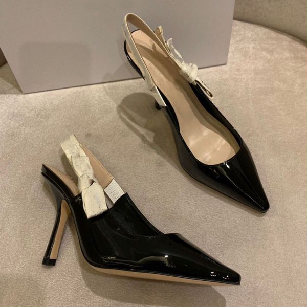 summer ladies sandals beautiful fashion designer pointed high heels bowknot calfskin office work shoes large size 42, Black
summer ladies sandals beautiful fashion designer pointed high heels bowknot calfskin office work shoes large size 42, Black