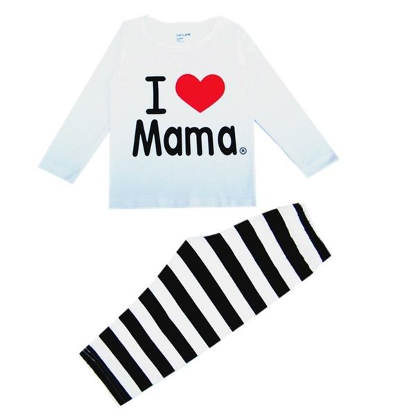 baby girls pajama set t-shirts i love mama stripe pants 100% cotton kid pijama girl clothes children sleepwear 210413, Blue;red
baby girls pajama set t-shirts i love mama stripe pants 100% cotton kid pijama girl clothes children sleepwear 210413, Blue;red