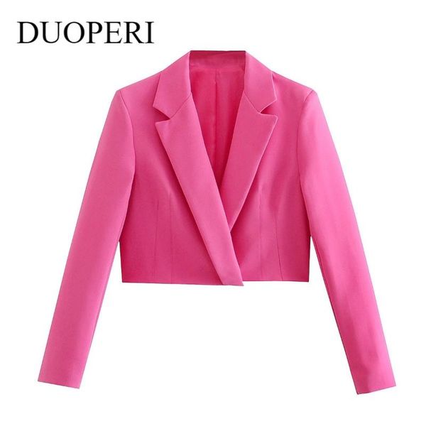 women's suits & blazers duoperi 2021 fashion cropped blazer women long sleeves casual office lady chic design short coat female outwear, White;black
women's suits & blazers duoperi 2021 fashion cropped blazer women long sleeves casual office lady chic design short coat female outwear, White;black