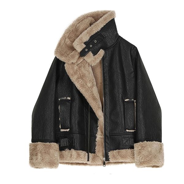 fashion faux fur coat women fur collar leather jacket warm plush thick outerwear winter ladies wool coats zipper jackets 210923, Black
fashion faux fur coat women fur collar leather jacket warm plush thick outerwear winter ladies wool coats zipper jackets 210923, Black