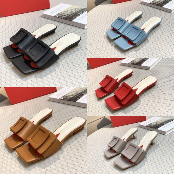 brand square button slippers designer genuine leather women sandals non-slip wear-resisting flat slides rv luxuyr low heel sandal box, Black
brand square button slippers designer genuine leather women sandals non-slip wear-resisting flat slides rv luxuyr low heel sandal box, Black