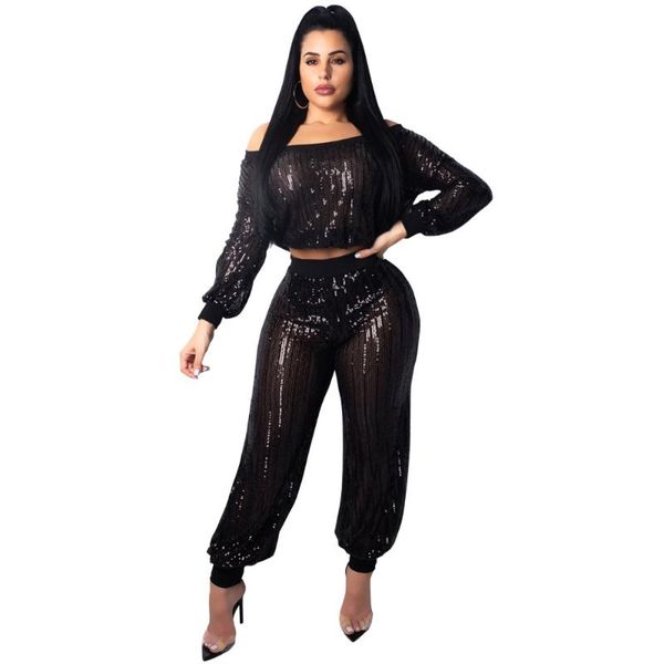 women's jumpsuits & rompers women sparkle glam solid sequin off shoulder long sleeve crop straight pants casual two piece outfits track, Black;white
women's jumpsuits & rompers women sparkle glam solid sequin off shoulder long sleeve crop straight pants casual two piece outfits track, Black;white