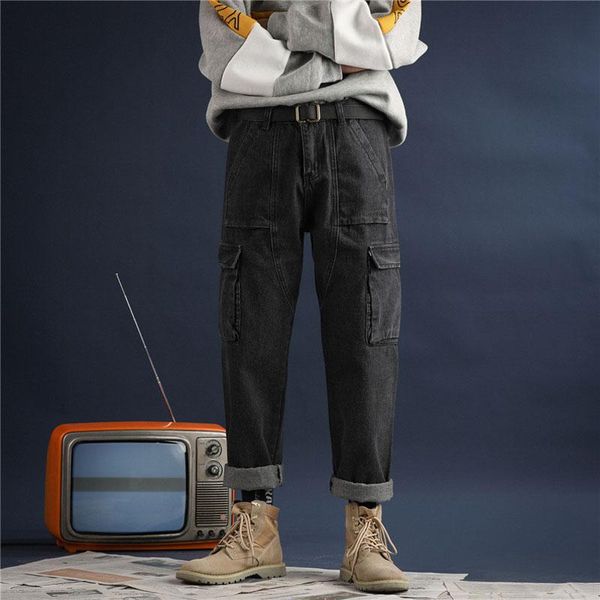 men's jeans thicken denim winter 2021 three-dimensional tailoring multi-pocket overalls loose teenager trousers, Blue
men's jeans thicken denim winter 2021 three-dimensional tailoring multi-pocket overalls loose teenager trousers, Blue