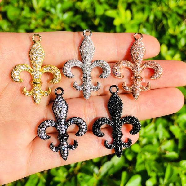 

charms 5pcs fleur de lis charm for women bracelet necklace making gold plated bling pendant handcrafted jewelry accessory wholesale, Bronze;silver