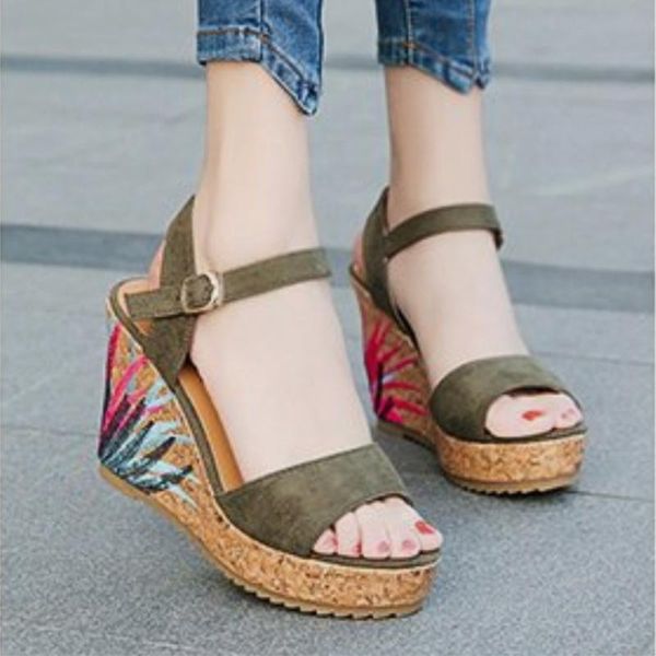 sandals ladies wedge summer flock solid women's print thick bottom peep toe footwear 2021 style female fashion elegant shoes, Black
sandals ladies wedge summer flock solid women's print thick bottom peep toe footwear 2021 style female fashion elegant shoes, Black