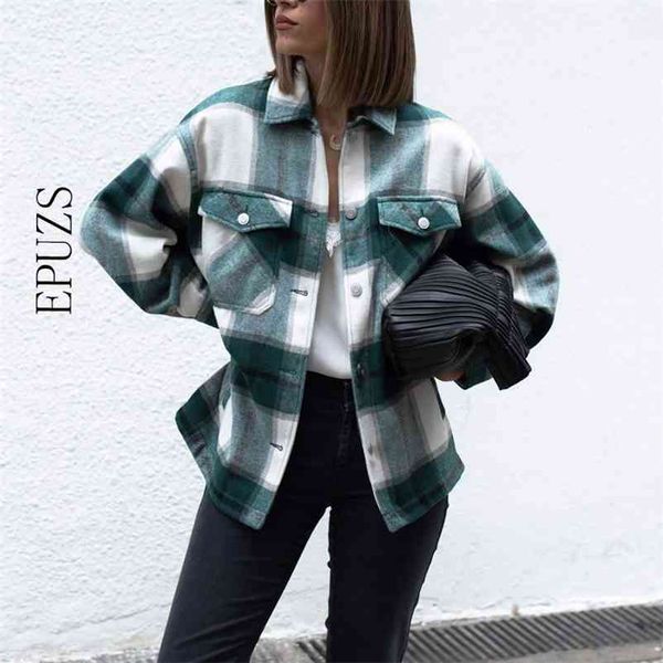 fashion plaid shirts jacket women coat casual thick oversize outwear korean elegant za 210521, Black;brown
fashion plaid shirts jacket women coat casual thick oversize outwear korean elegant za 210521, Black;brown
