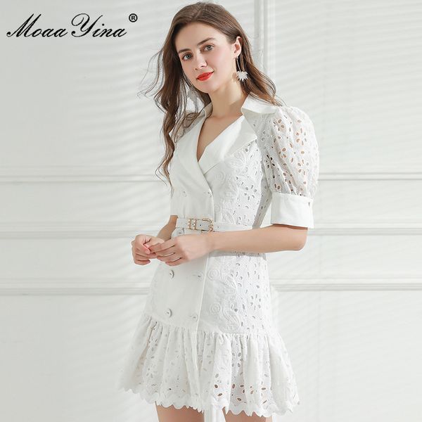 fashion designer dress summer women's dress puff sleeve hollow out embroidery double breasted belt white dresses 210524, Black;gray
fashion designer dress summer women's dress puff sleeve hollow out embroidery double breasted belt white dresses 210524, Black;gray