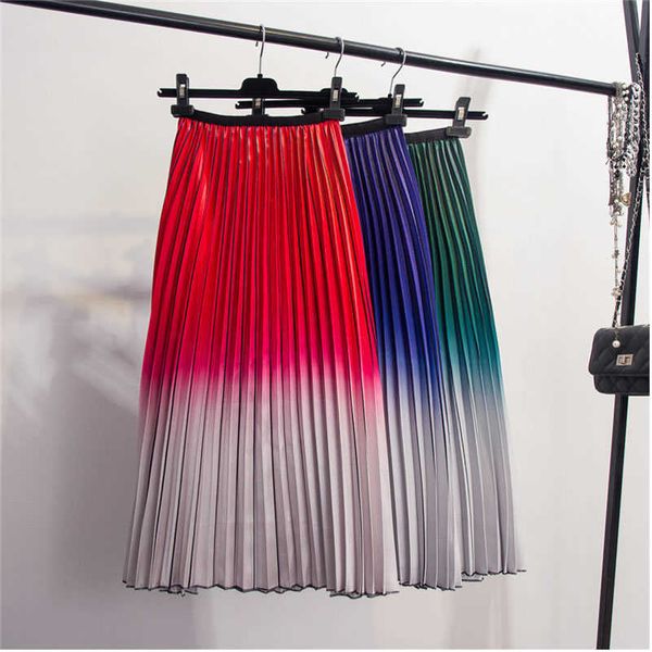 qooth summer gradient color skirt elastic waist striped pleated skirts rainbow women casual mid-calf qh1794 210609, Black
qooth summer gradient color skirt elastic waist striped pleated skirts rainbow women casual mid-calf qh1794 210609, Black