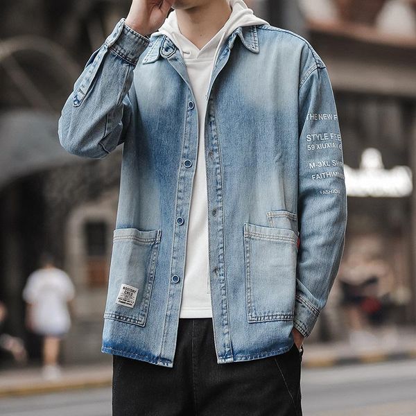 men's fur & faux denim jacket male loose large pocket, Black