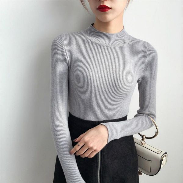 women's sweaters 2021 half high neck sweater autumn winter pullover long sleeve versatile slim bottomed korean top, White;black
women's sweaters 2021 half high neck sweater autumn winter pullover long sleeve versatile slim bottomed korean top, White;black