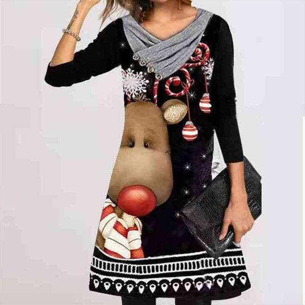 christmas santa claus letter womens dresses print party autumn winter long sleeve loose mini v neck buttoned a line, Black;gray
christmas santa claus letter womens dresses print party autumn winter long sleeve loose mini v neck buttoned a line, Black;gray