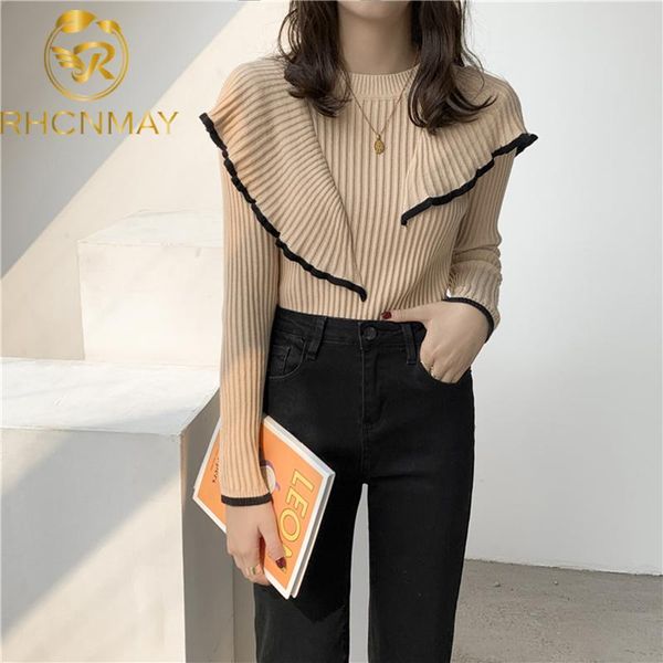 women's sweaters korean 2021 autumn winter sweater casual bottoming knitwear warm splicing pullover minimalist elegant ladies jumpers, White;black
women's sweaters korean 2021 autumn winter sweater casual bottoming knitwear warm splicing pullover minimalist elegant ladies jumpers, White;black