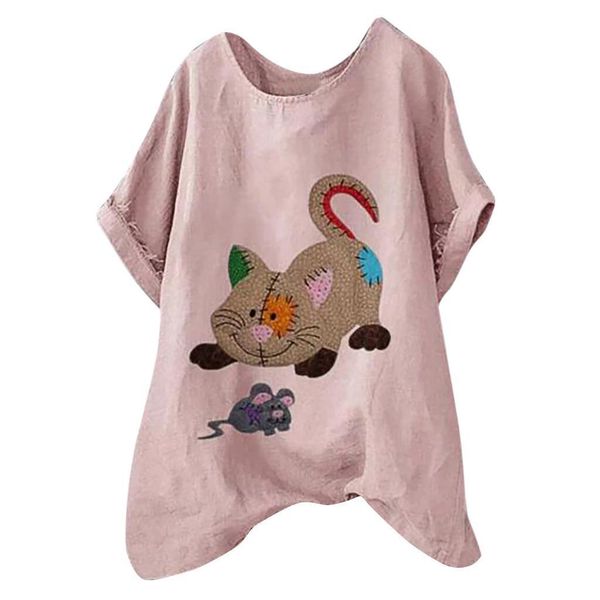 stylish bar amusing women plus size l 5xl short sleeve cotton linen o neck cat print shirt v loose, White
stylish bar amusing women plus size l 5xl short sleeve cotton linen o neck cat print shirt v loose, White