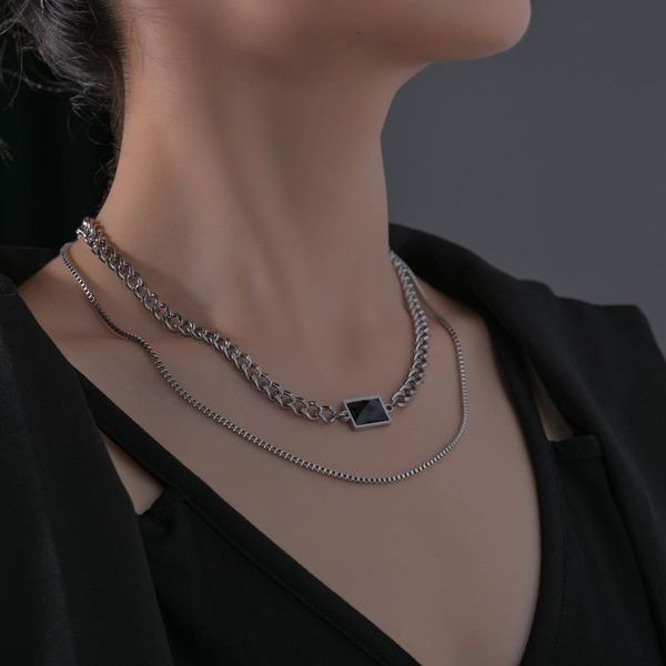 chains ywshk stianless steel simple punk multi-layer necklace thick short choker black crystal for women jewelry, Silver
chains ywshk stianless steel simple punk multi-layer necklace thick short choker black crystal for women jewelry, Silver