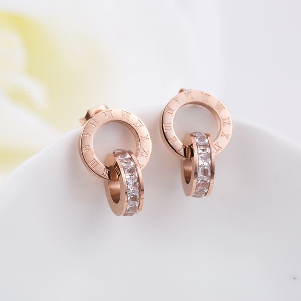 roman diamond new creative rose gold titanium steel women's double rings popular earrings trinkets, Black
roman diamond new creative rose gold titanium steel women's double rings popular earrings trinkets, Black