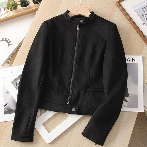 women's jackets autumn products slim and simple suede stand collar short jacket, Black;brown
women's jackets autumn products slim and simple suede stand collar short jacket, Black;brown