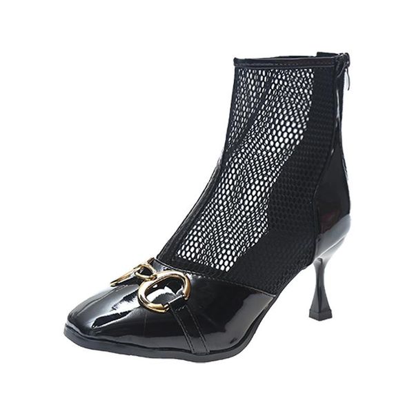 boots french horsebit buckle design short female square toe high heel shoes mesh hollow summer thin section women, Black
boots french horsebit buckle design short female square toe high heel shoes mesh hollow summer thin section women, Black