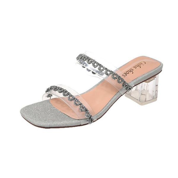 slippers women's outdoor 2021 summer banquet commuter high heel crystal thick square toe flip flops shoes a621, Black
slippers women's outdoor 2021 summer banquet commuter high heel crystal thick square toe flip flops shoes a621, Black