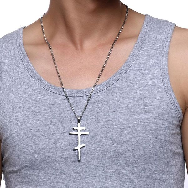 pendant necklaces plain russian orthodox cross necklace for men women stainless steel christian crucifix male decoration jewelry 24" ch, Silver
pendant necklaces plain russian orthodox cross necklace for men women stainless steel christian crucifix male decoration jewelry 24" ch, Silver