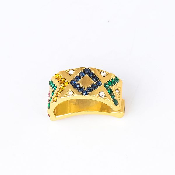 European and American stud brand national style colorful stripe ears clip no ear hole Earrings women's Retro alloy bone with diamond, Golden;silver
European and American stud brand national style colorful stripe ears clip no ear hole Earrings women's Retro alloy bone with diamond, Golden;silver