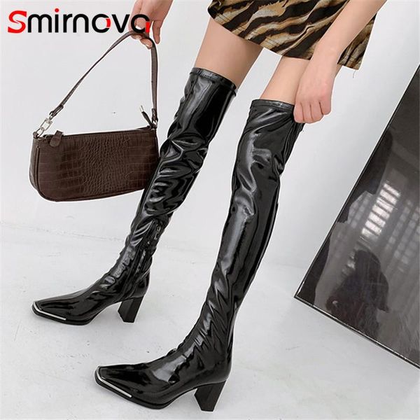 boots smirnova 2021 over the knee women high heels casual shoes square toe slim patent leather stretch, Black
boots smirnova 2021 over the knee women high heels casual shoes square toe slim patent leather stretch, Black