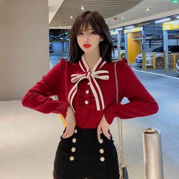 jxmyy knit sweater new fall/winter bottoming shirt retro temperament bow knot wood ears wearing sweater women 210412, White;black
jxmyy knit sweater new fall/winter bottoming shirt retro temperament bow knot wood ears wearing sweater women 210412, White;black