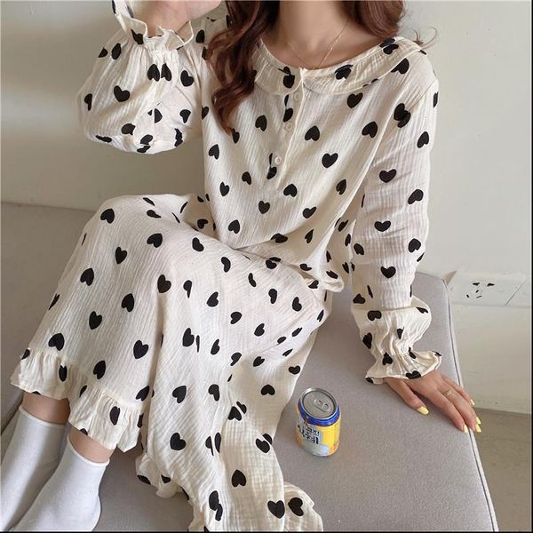peter pan collar cute women sleepwear nightgown 100% cotton long dress home clothes heart print autumn nightdress loose y190, Black;red
peter pan collar cute women sleepwear nightgown 100% cotton long dress home clothes heart print autumn nightdress loose y190, Black;red
