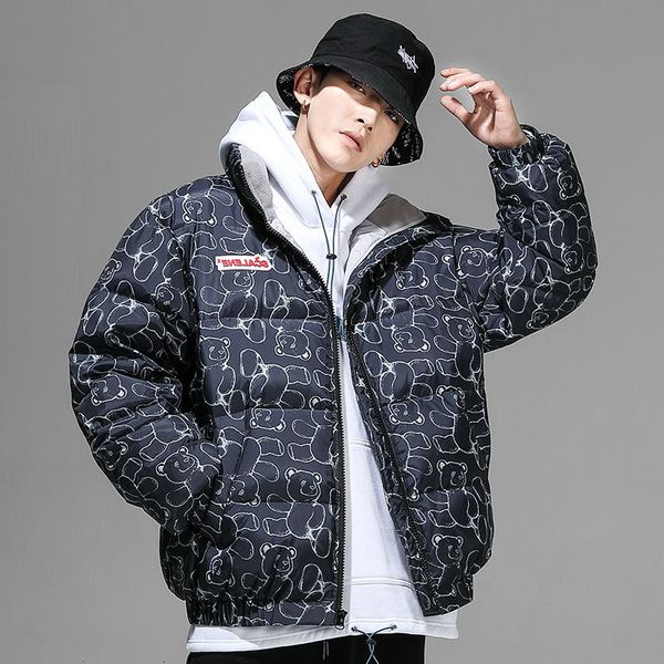hip hop stand collar white duck down jacket for men and women 2021 new bear full print winter couple thickened warm coats, Black
hip hop stand collar white duck down jacket for men and women 2021 new bear full print winter couple thickened warm coats, Black