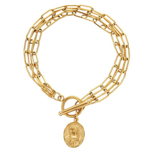 charm bracelets stainless steel multilayer paper clip link chain virgin bracelet for women men ot buckle toggle catholic jewelry, Golden;silver
charm bracelets stainless steel multilayer paper clip link chain virgin bracelet for women men ot buckle toggle catholic jewelry, Golden;silver