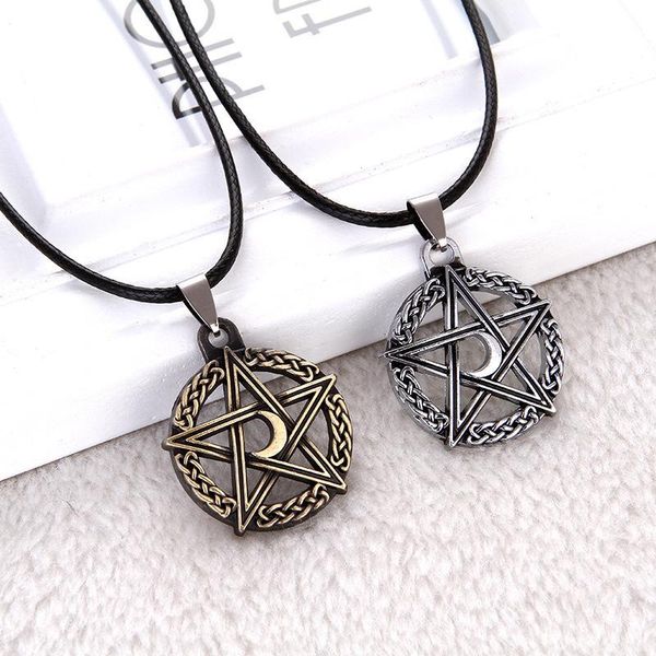 pendant necklaces trendy personality men's five-pointed star necklace for men and women friends fashion jewelry gifts wholesale, Silver