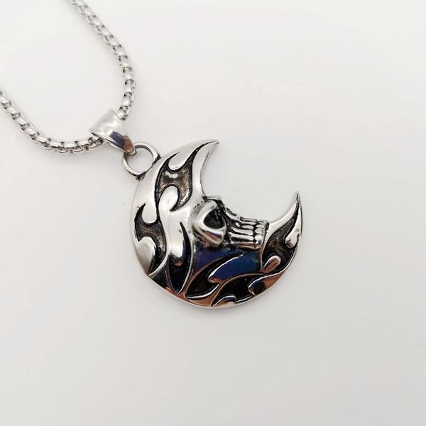 pendant necklaces arrival 316l stainless steel scarving skull moon & necklace vintage gothetic punk, Silver
pendant necklaces arrival 316l stainless steel scarving skull moon & necklace vintage gothetic punk, Silver