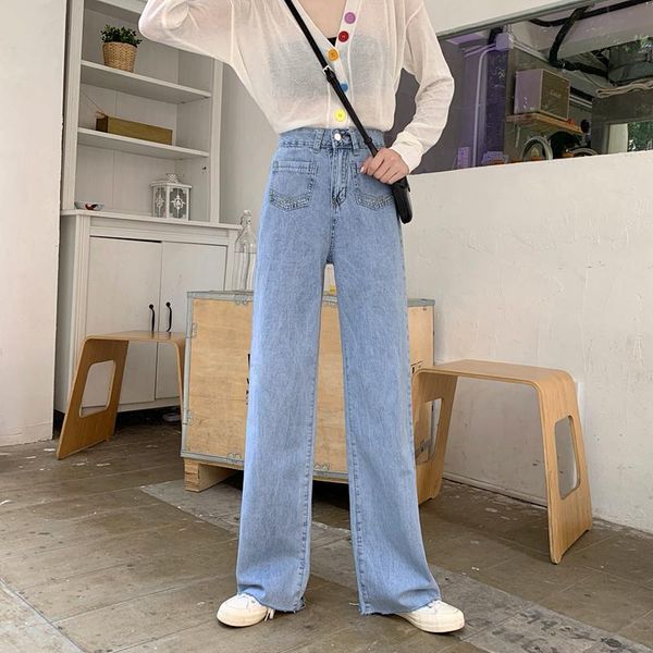 women's jeans wide leg high waist trousers light blue wild wear white distressed trendy retro street style denim
women's jeans wide leg high waist trousers light blue wild wear white distressed trendy retro street style denim