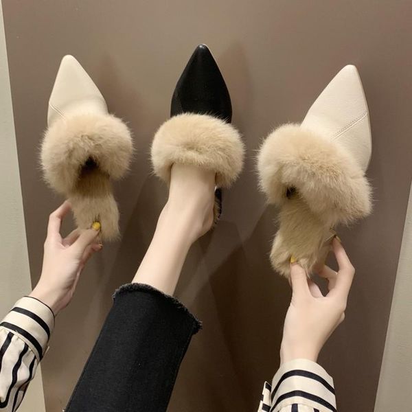 slippers fashion winter pointed toe pu outdoor women warm and short plush square med heel outside shoes ladies fur slipper, Black
slippers fashion winter pointed toe pu outdoor women warm and short plush square med heel outside shoes ladies fur slipper, Black