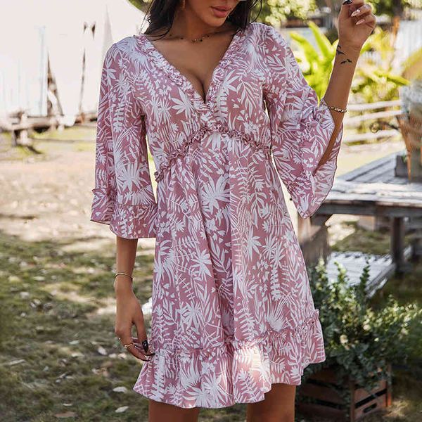 women printed v-neck backless dress spring summer casual three quarter butterfly sleeve holiday beach a-line midi dresses 210416, Black;gray
women printed v-neck backless dress spring summer casual three quarter butterfly sleeve holiday beach a-line midi dresses 210416, Black;gray