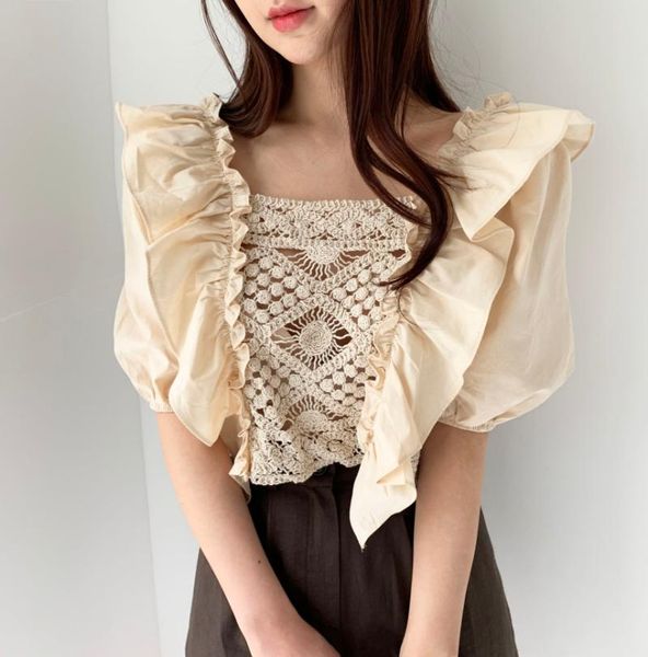 alien kitty lace hollow out vinatge crochet blouses 2021 summer korean shirt women puff sleeve blusas verano mujer women's & shirt, White
alien kitty lace hollow out vinatge crochet blouses 2021 summer korean shirt women puff sleeve blusas verano mujer women's & shirt, White