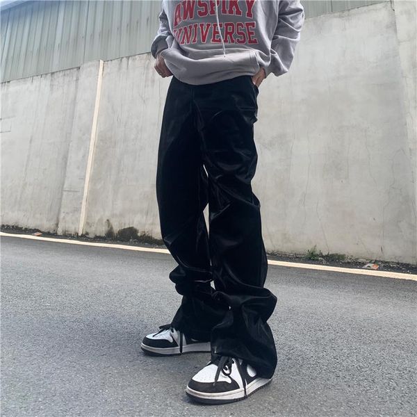 men's pants harajuku pu leather vibe style casual trousers men and women high street straight loose track hip hop retro couple, Black
men's pants harajuku pu leather vibe style casual trousers men and women high street straight loose track hip hop retro couple, Black