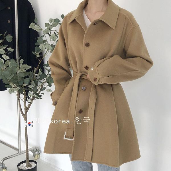 women's wool & blends double sided cashmere overcoat for women autumn winter 2021 college style casual lapel temperament korean woolen, Black
women's wool & blends double sided cashmere overcoat for women autumn winter 2021 college style casual lapel temperament korean woolen, Black