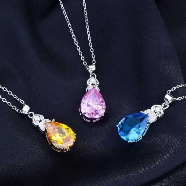 fashion exquisite drop shaped crystal pendant necklace silver plated rope chain women's banquet jewelry accessories necklaces
fashion exquisite drop shaped crystal pendant necklace silver plated rope chain women's banquet jewelry accessories necklaces