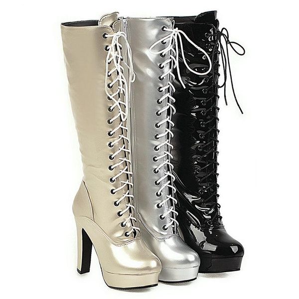 boots black gold silver cross tied platform high heel knee ladies fashion zipper autumn winter women's shoes
boots black gold silver cross tied platform high heel knee ladies fashion zipper autumn winter women's shoes