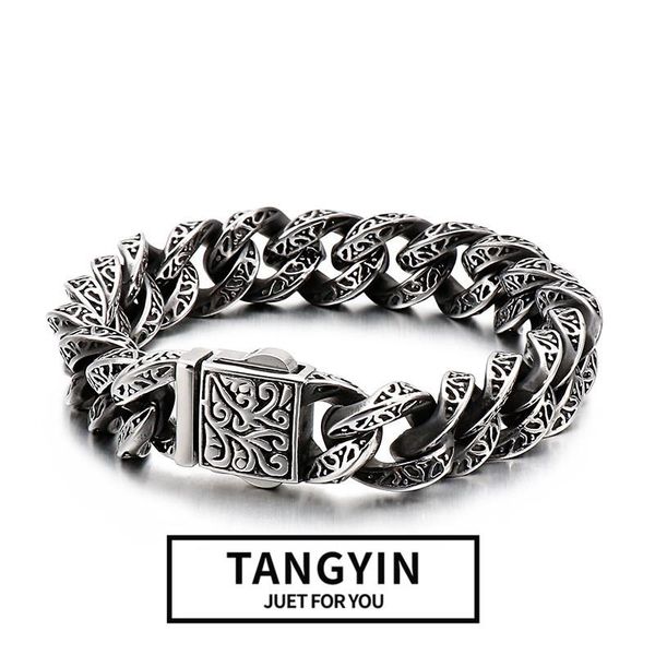 charm bracelets titanium steel retro pattern buckle bracelet punk tide men vintage skull casting stainless male jewelry, Golden;silver 
charm bracelets titanium steel retro pattern buckle bracelet punk tide men vintage skull casting stainless male jewelry, Golden;silver