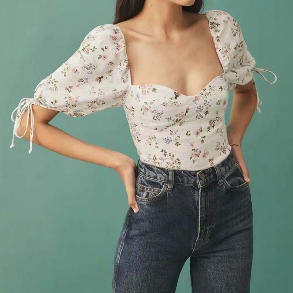 women's blouses & shirts 2021 summer women elegant floral back elastic cropped shirt mujer puff sleeve printed blusas lady tube fem, White
women's blouses & shirts 2021 summer women elegant floral back elastic cropped shirt mujer puff sleeve printed blusas lady tube fem, White