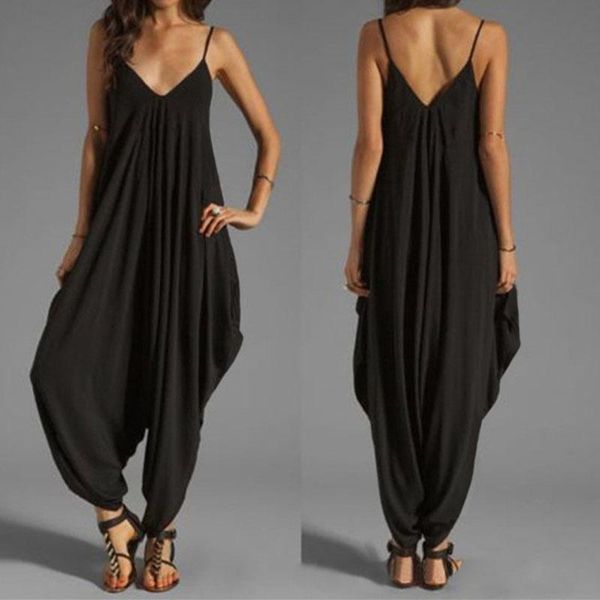 women's jumpsuits & rompers 2021 beach jumpsuit women solid spaghetti strap loose overalls v-neck long jump suit plus size ropa mujer, Black;white
women's jumpsuits & rompers 2021 beach jumpsuit women solid spaghetti strap loose overalls v-neck long jump suit plus size ropa mujer, Black;white