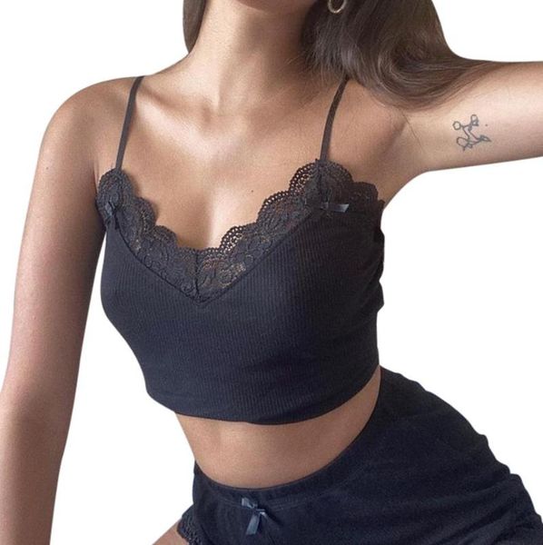 women summer vest solid color lace spaghetti straps v-neck tight crop formfitting tank women's tanks & camis, White
women summer vest solid color lace spaghetti straps v-neck tight crop formfitting tank women's tanks & camis, White