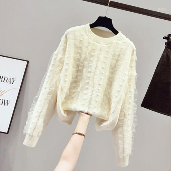 women's sweaters autumn and winter 2021 sweater long sleeve round neck lace thick loose outside with warm coat, White;black
women's sweaters autumn and winter 2021 sweater long sleeve round neck lace thick loose outside with warm coat, White;black