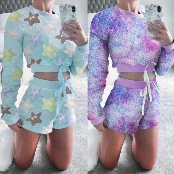 winter tie dye star print plush women 2 pieces set casual long sleeve o neck bow crop high waist shorts ladies furry outfits 210526, White
winter tie dye star print plush women 2 pieces set casual long sleeve o neck bow crop high waist shorts ladies furry outfits 210526, White