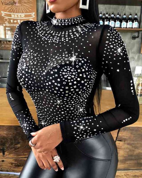 women glitter studded rhinestone long sleeve see through mesh bodysuits, Black;white
women glitter studded rhinestone long sleeve see through mesh bodysuits, Black;white
