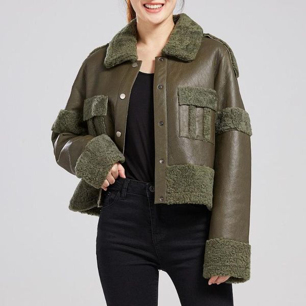 women's fur & faux women short genuine leather lamb 2021 woman's clothing natural coat winter jacket, Black
women's fur & faux women short genuine leather lamb 2021 woman's clothing natural coat winter jacket, Black