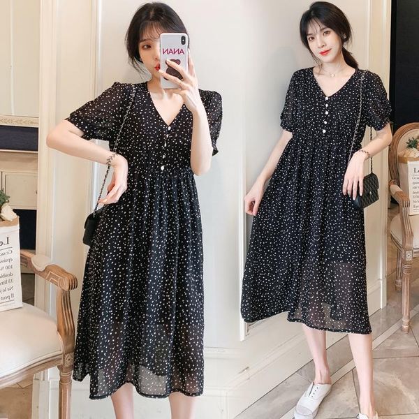 spring/summer maternity french style fashion chiffon dress short sleeve v-neck polka dot pregnant women beach dresses, White
spring/summer maternity french style fashion chiffon dress short sleeve v-neck polka dot pregnant women beach dresses, White